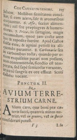 Punctum II. De Avium Terrestrium Carne