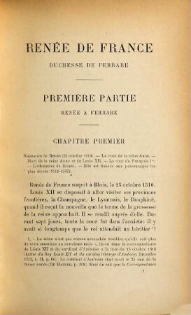 Renée de France, duchesse de Ferrare : Une protectrice de la réforme en Italie et en France. (Renata d'Este.)