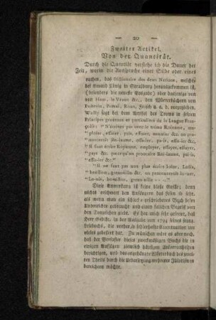 Zweiter Artikel. Von der Quantität.