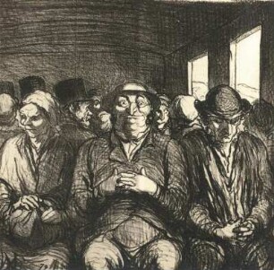 Eisenbahnszene : Eisenbahnszene. Lithografie (vor 1879; H. Daumier)