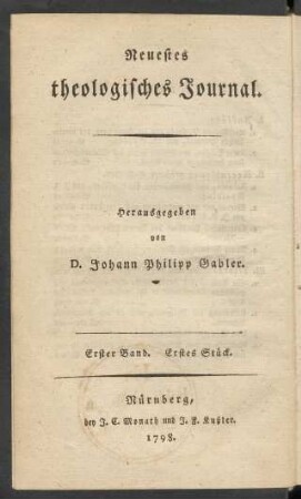 Jahrgang 1798. Siebentes Stück. oder Zwölfter Band. Erstes Stück