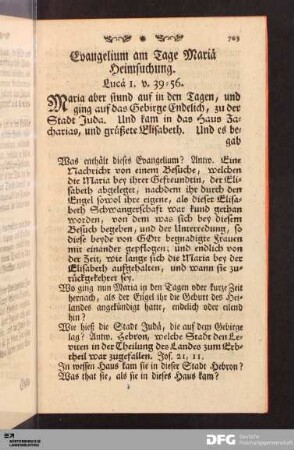 Evangelium am Tage Mariae Heimsuchung.