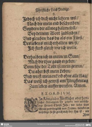 Leichenpredigt : Exordium
