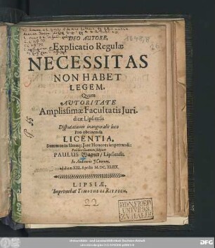 Explicatio Regulae Necessitas Non Habet Legem