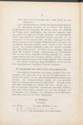 C. Versuche am isolierten Froschherzen.