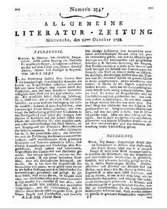 Lorenz, Johann Gotthold Die idealische Bürgerschule nebst einem Beitrag zur Methodik für angehende Bürgerschullehrer und Schulmeister auf dem Lande / von Johann Gotthilf Lorenz. - Berlin : [Vieweg], 1788
