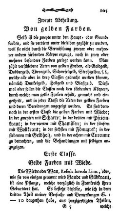 Zweyte Abtheilung. Von gelben Farben