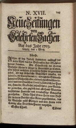 N. XVII. Leipzig, den 1 Mertz. - N. XXV. Leipzig, den 29 Mertz.