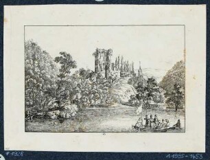 Tharandt mit Ansichten der Kirche, der Burgruine und dem Schlossteich