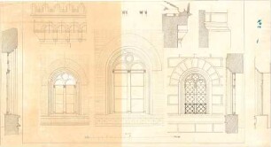Gärtner, Friedrich von; München, Ludwigstr.; Staatsbibliothek - Fenster (Ansichten, Schnitte); Schnitte; Detail