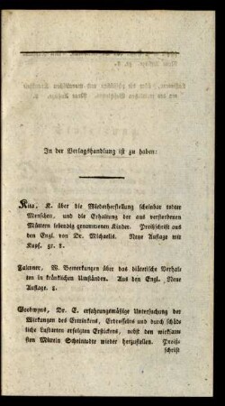 In der Verlagshandlung ist zu haben: