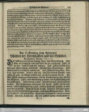 Am III. Sonntag nach Epiphaniä. Pflichten der Herrschafften und des Gesindes. Evangelium Matth. VIII, 1-13