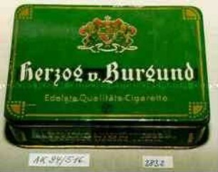Blechdose für 50 Stück "Herzog v. Brugund Edelste Qualitäts-Cigarette"