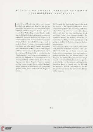 Ein unbekanntes Bildnis Hans Holbeins des Jüngeren