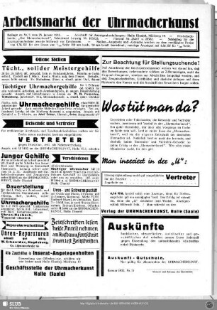 Arbeitsmarkt der Uhrmacherkunst