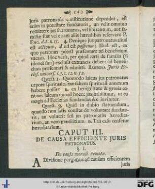 Caput III. De Causa Efficiente Juris Patronatus.