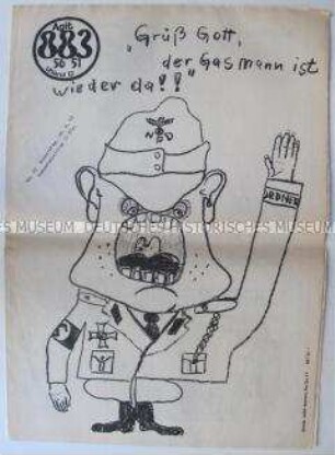 APO-Zeitung "Agit 883" mit einer Karikatur auf ehemalige Nazis in der NPD
