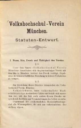 Statuten-Entwurf. 1896