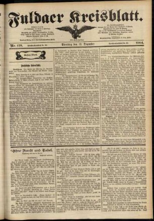 Erste Ausgabe vom Dienstag, den 13. Dezember 1904.
