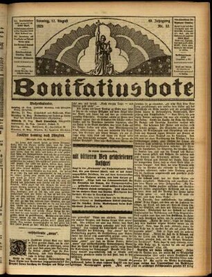Ausgabe vom Sonntag, den 12. August 1923.