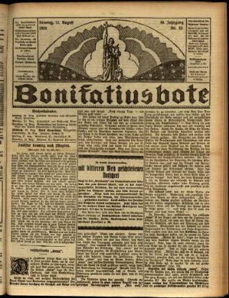 Ausgabe vom Sonntag, den 12. August 1923.
