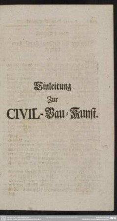 Einleitung Zur Civil-Bau-Kunst