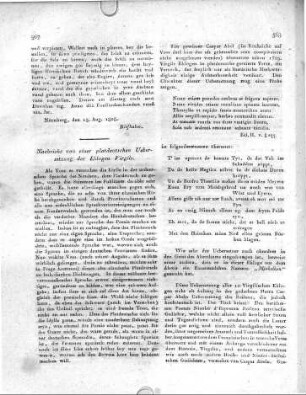 Nachricht von einer platdeutschen Uebersetzung der Eklogen Virgils.