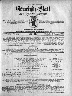 1920,46: Nr. 46, 14. November 1920