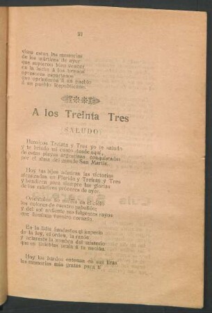 A los treinta tres : (Saludo)