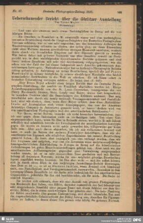 Ueberschauender Bericht über die Görlitzer Ausstellung