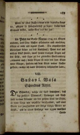 VIII. Gustav I. Wasa Schwedens Retter.
