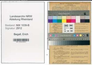 Entnazifizierung Erich Begall , geb. 16.12.1899 (Lehrer)