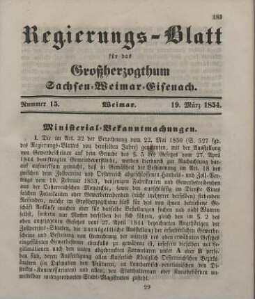 Nr. 15 : 19. März 1854