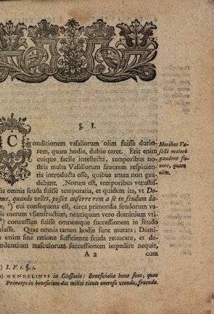 Dissertatio Ivris Fevdalis Inavgvralis De Vera Servitvte A Solo Vasallo Fevdo Imposita
