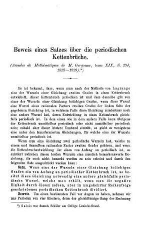 Beweis eines Satzes über die periodischen Kettenbrüche.