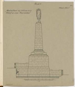 Fliegerdenkmal Monatskonkurrenz Februar 1917: Aufriss Vorderansicht 1:50; Maßstabsleiste