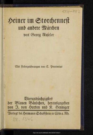 Heiner im Storchennest und andere Märchen