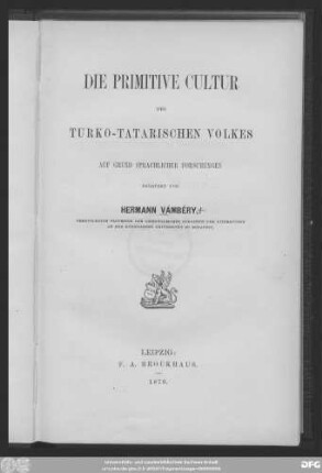Die primitive Cultur des turko-tatarischen Volkes