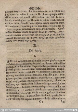 III. De Aere.