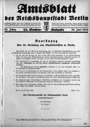 44. Sonderausgabe, 30. Juni 1941