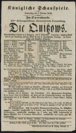 Die Quitzows : Vaterländisches Drama in 5 Aufzügen, von L. Schneider