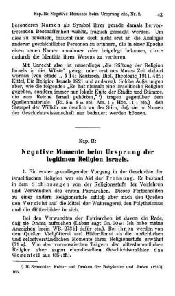 Kap. II: Negative Momente beim Ursprung der legitimen Religion Israels.