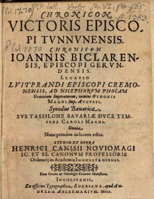 Chronicon Victoris Episcopi Tvnnvnensis