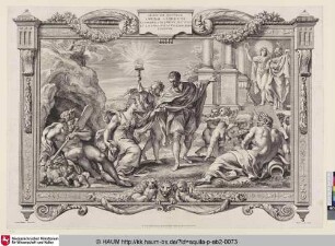 [Allegorische Darstellung mit Annibale Carracci, der die Malerei aus dem Dunkel zum Licht leitet]