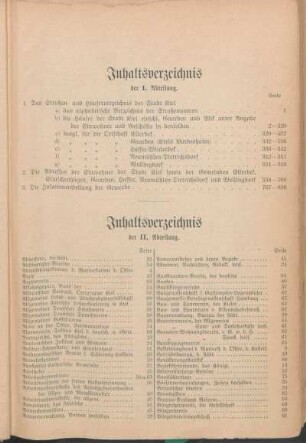 Inhaltsverzeichnis der II. Abteilung.