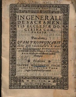 Confessionis Avgvstanae In Generali De Sacramentis Ecclesiae Doctrina Comparatae Pars ..., 2