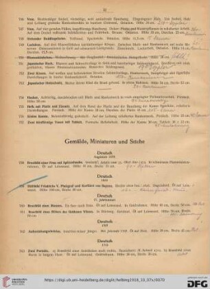 Gemälde, Miniaturen und Stiche (Nr. 758-873)