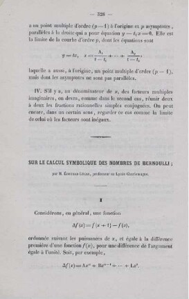 Sur le calcul symbolique des nombres de bernoulli.
