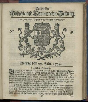 Nro. 31, Montag den 29. Julii 1754