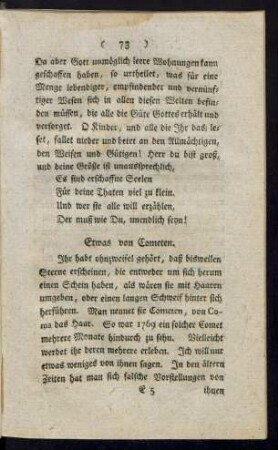 Von den Cometen.